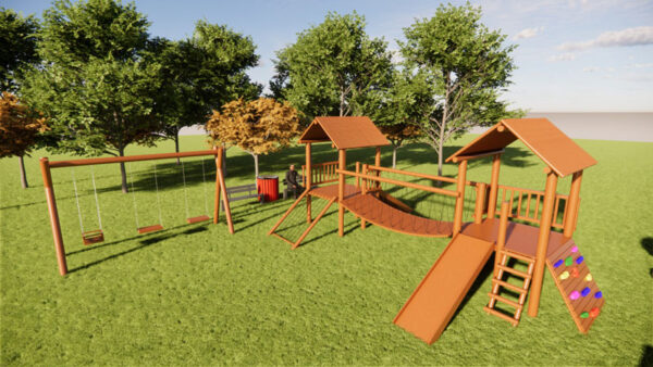 Playground Infantil de Madeira Tratada - Tekmad Modelo TK4