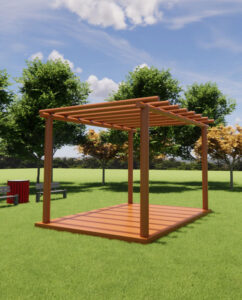 Pergolado eucalipto tratado roliço com deck - Tekmad